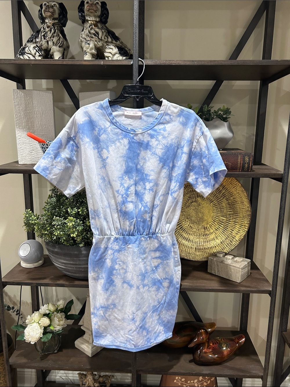 Blue Blush - med Tie-Dye Blue Kids' Dress with Elastic Waist